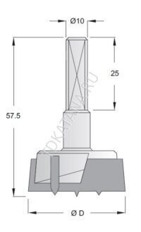 Сверло чашечное короткое правое Ful 24×57,5; S=10×25; (14A240R)
